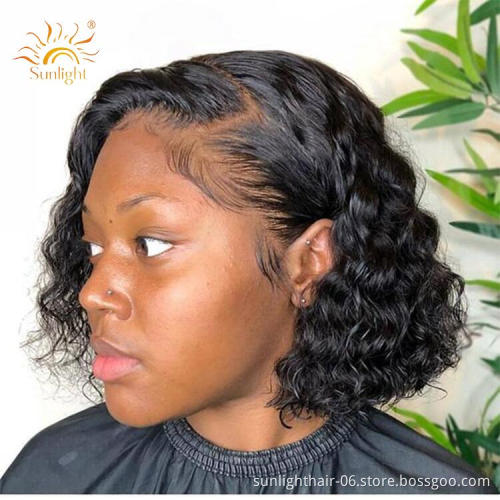 30 jours de retour sans raison nouveaute cheveux humains 4 * 4 dentelle fermeture perruque Kinky Curly court Bob perruques